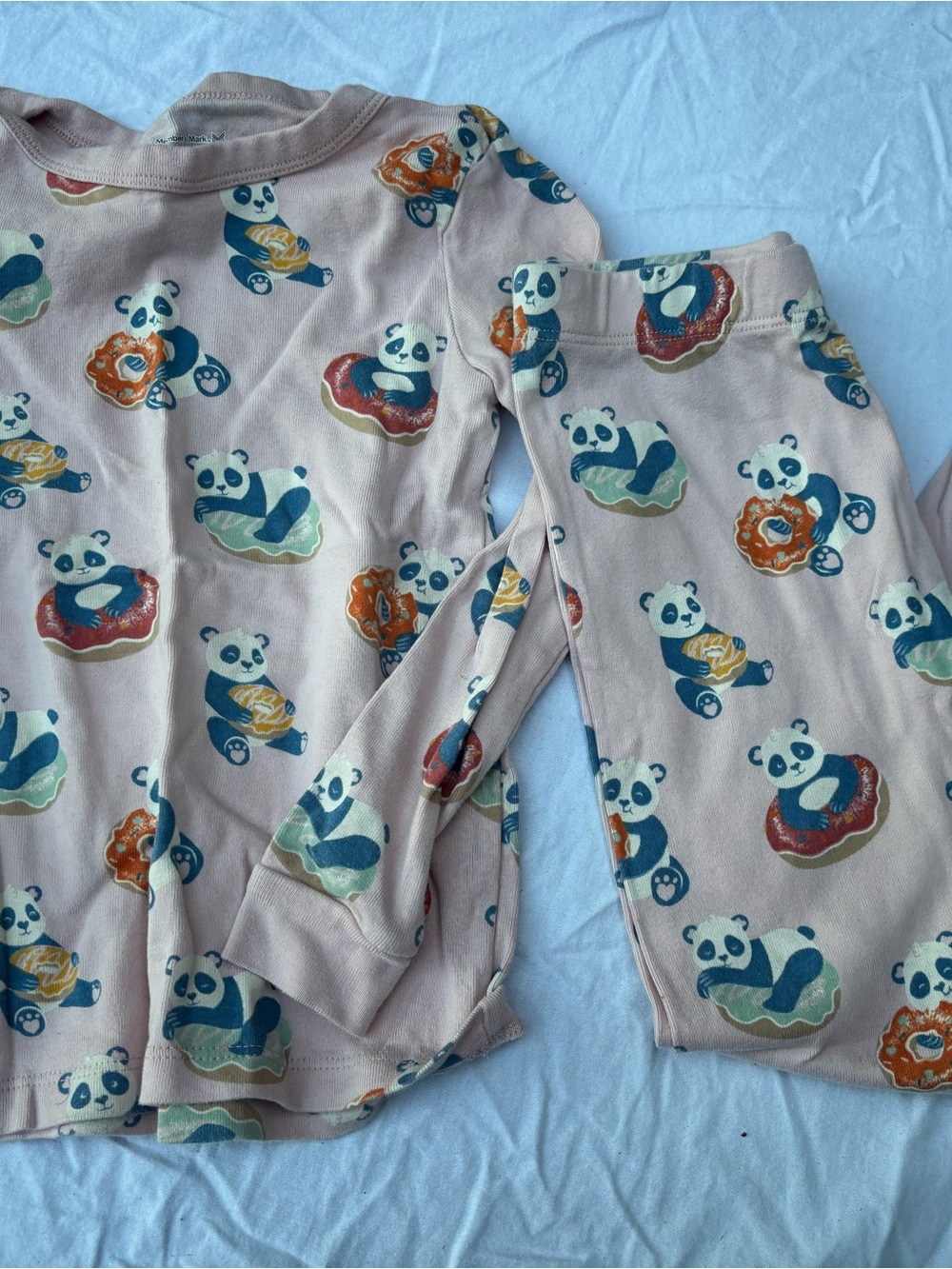 Kids Panda Print Pink Pajama Set
